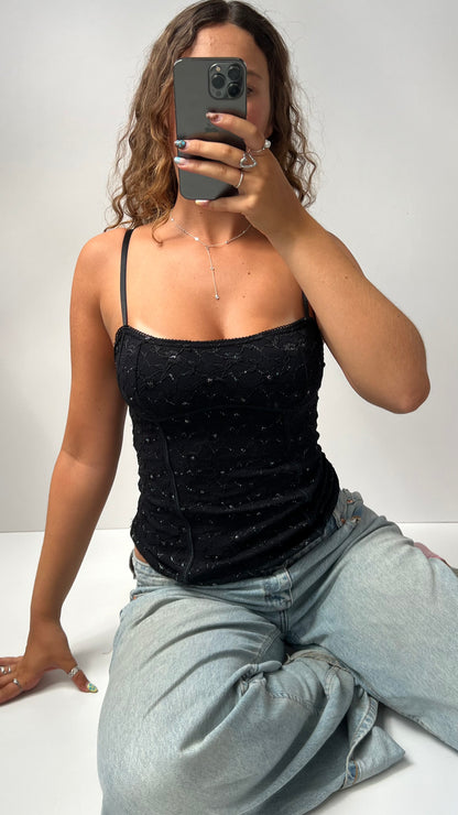00s black lace cami- size S/M