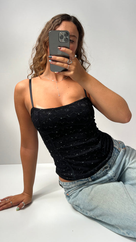 00s black lace cami- size S/M