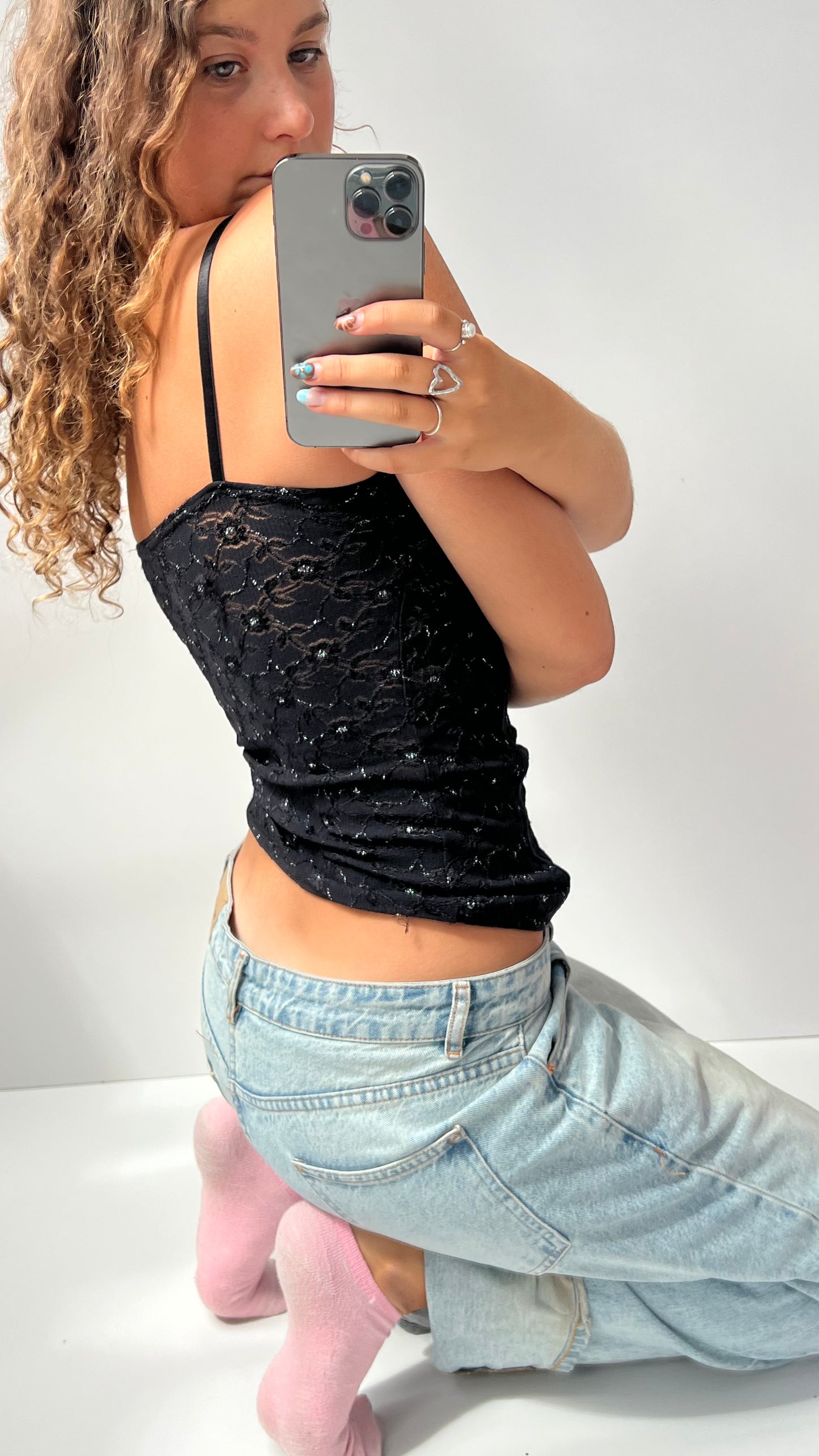 00s black lace cami- size S/M