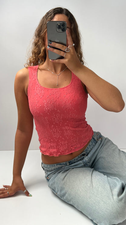 00s pink lace tank top- size S