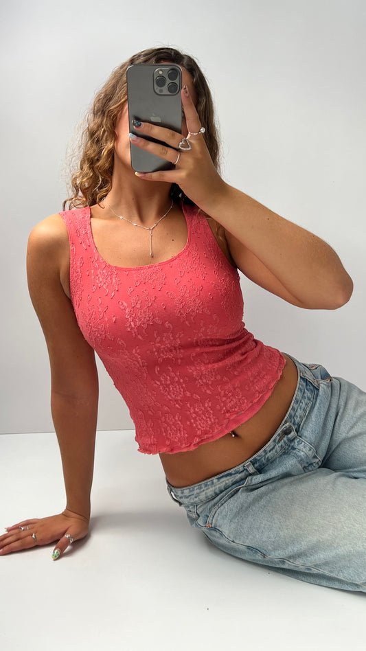 00s pink lace tank top- size S