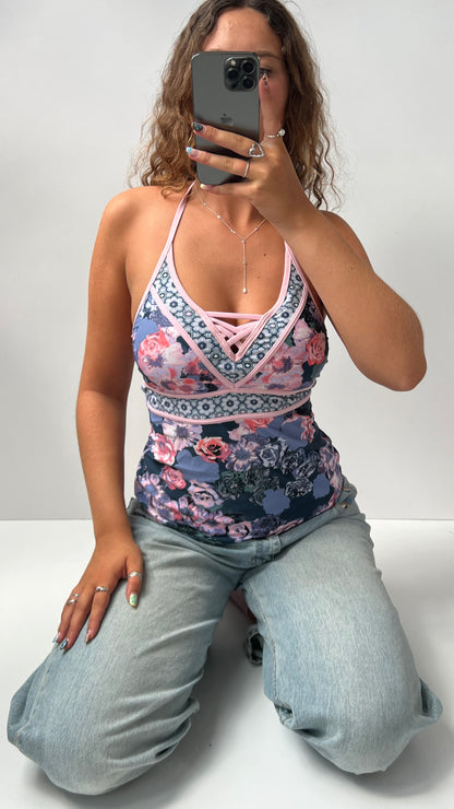 00s pink floral cami- size S