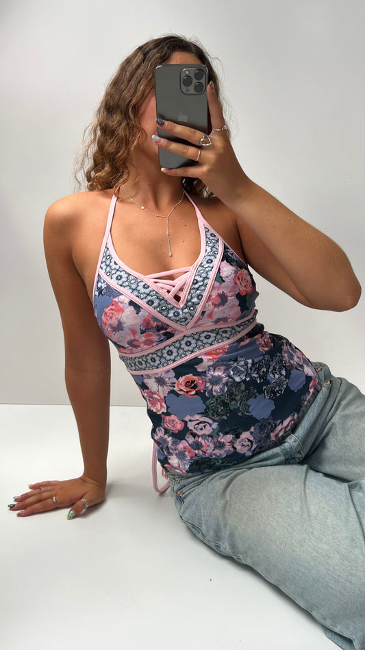 00s pink floral cami- size S