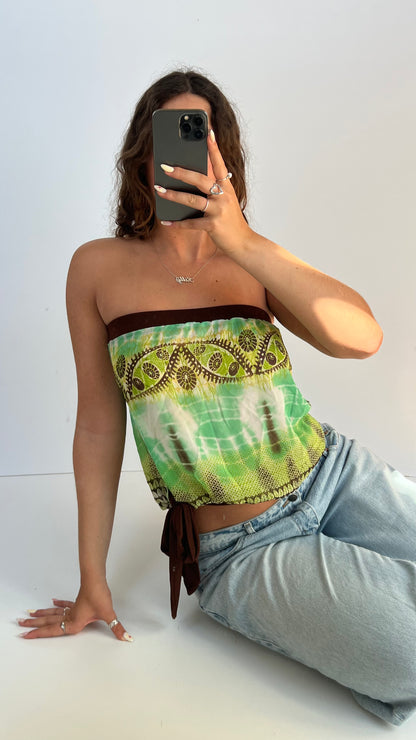 00s green brown strapless cami- size M