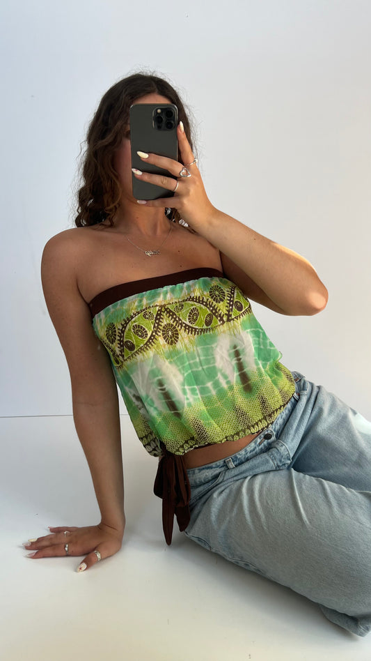 00s green brown strapless cami- size M