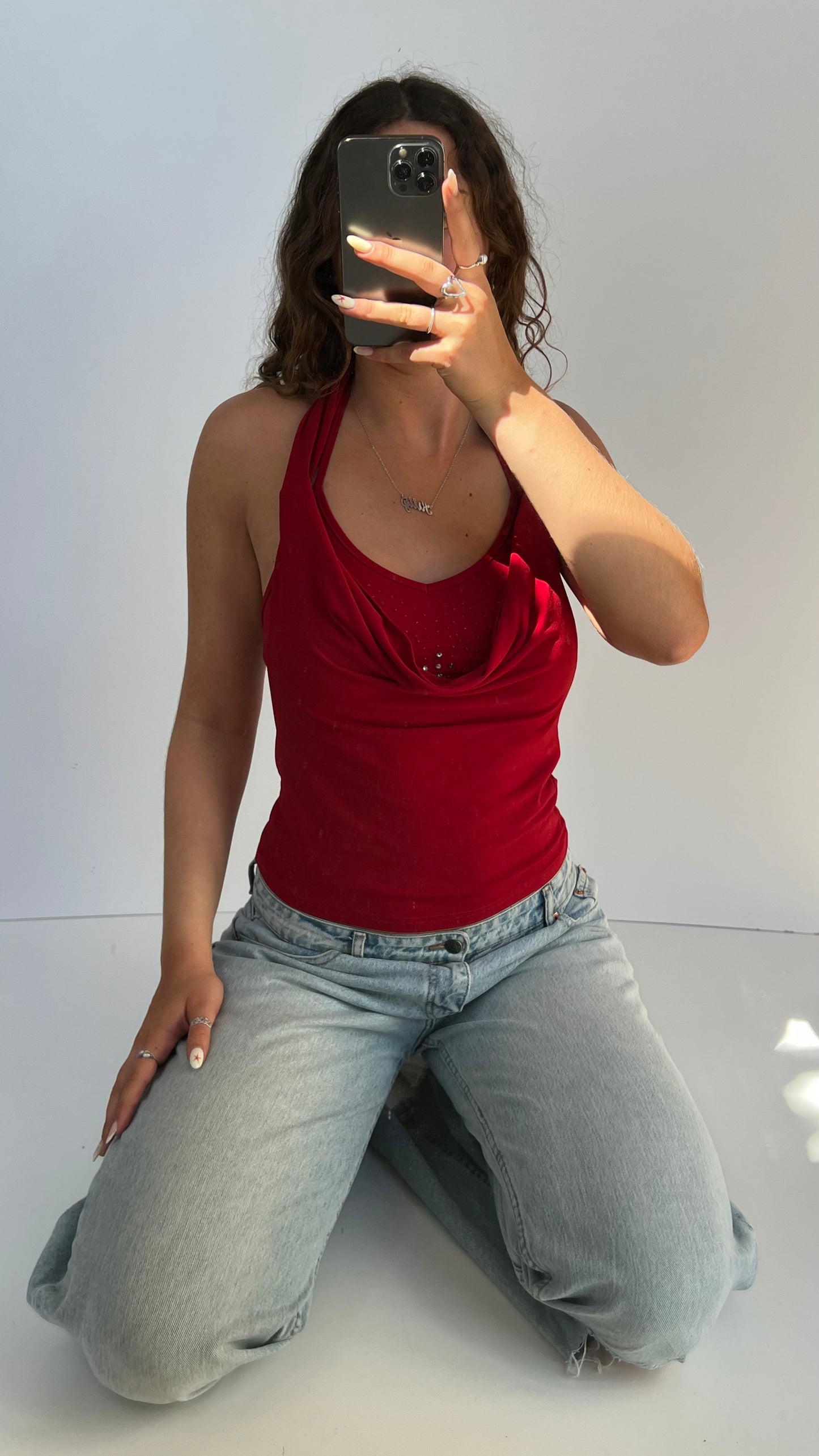 00s red cowl neck cami- size S