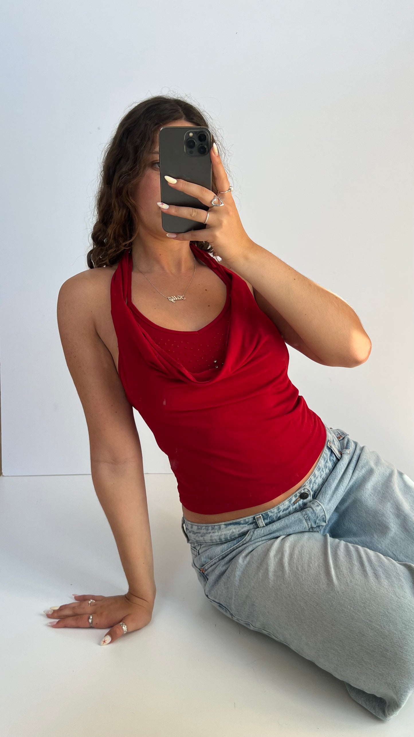 00s red cowl neck cami- size S