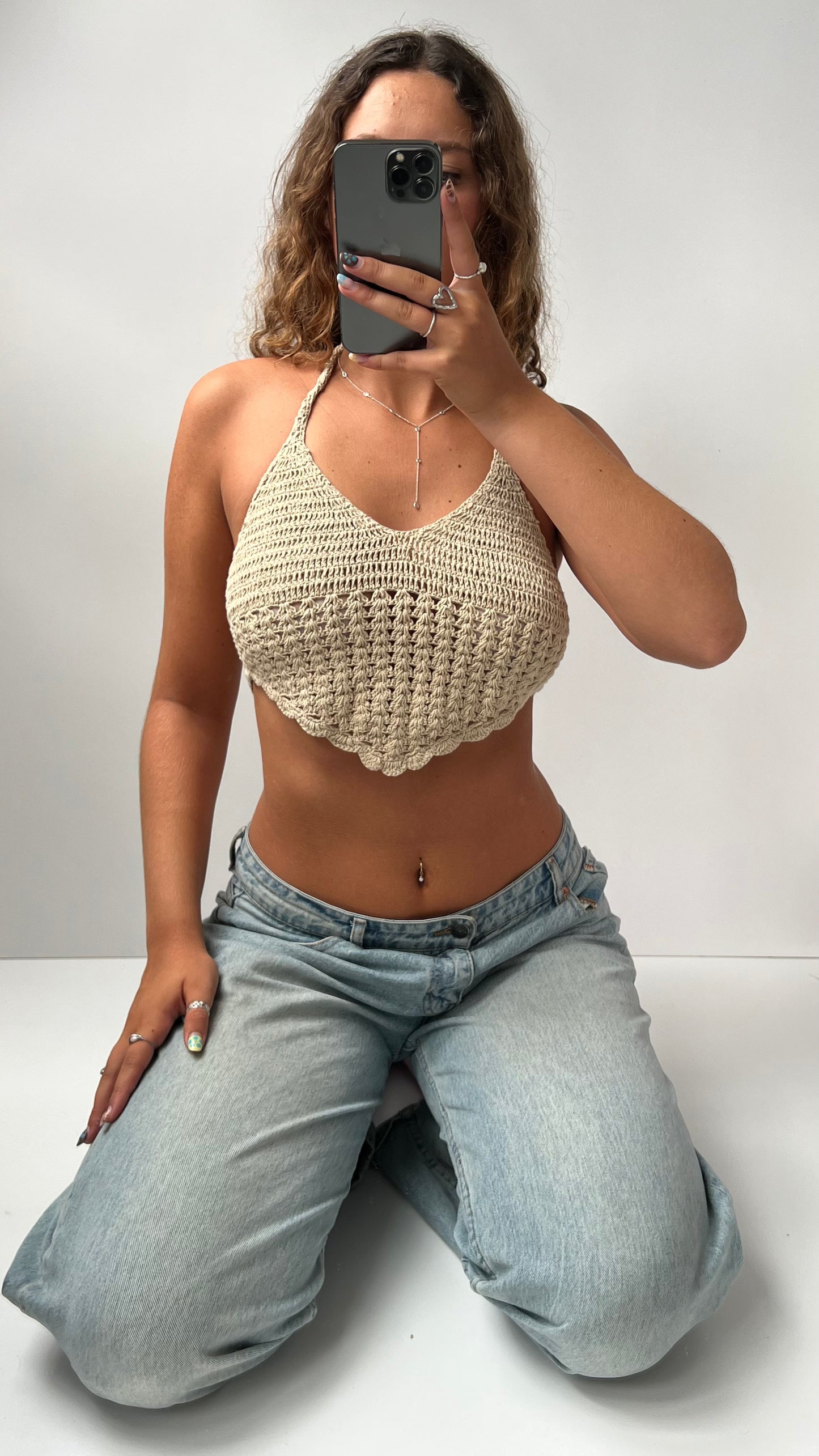 00s cream crochet cami- size XS