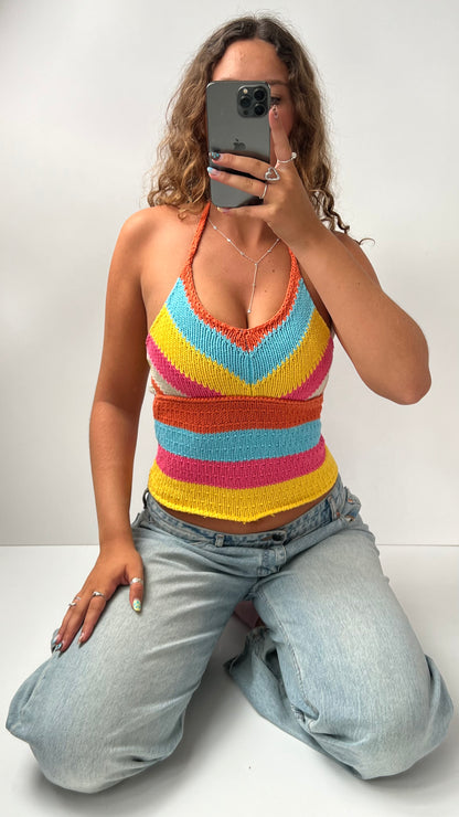 00s crochet colourful cami- size S