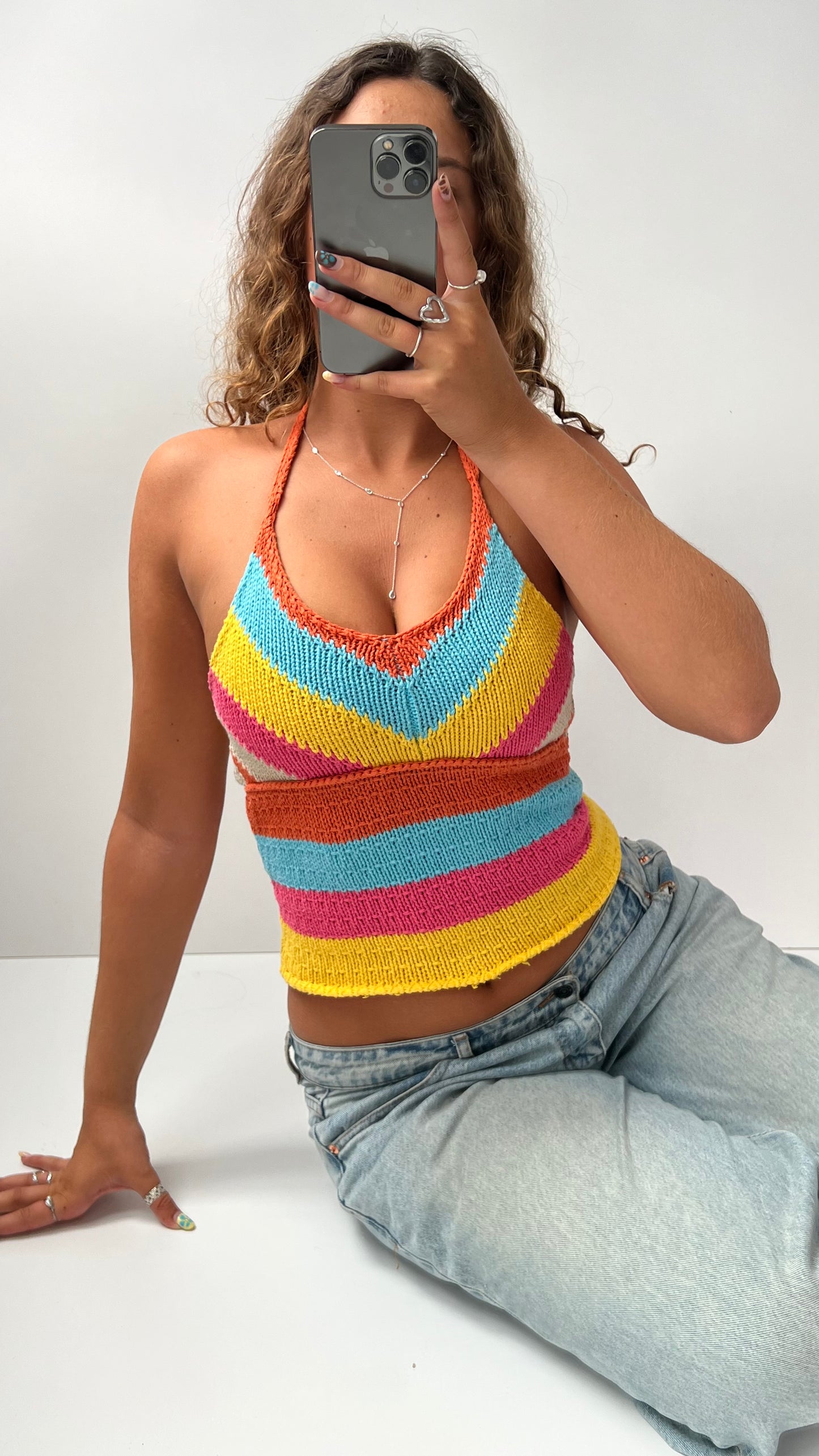 00s crochet colourful cami- size S