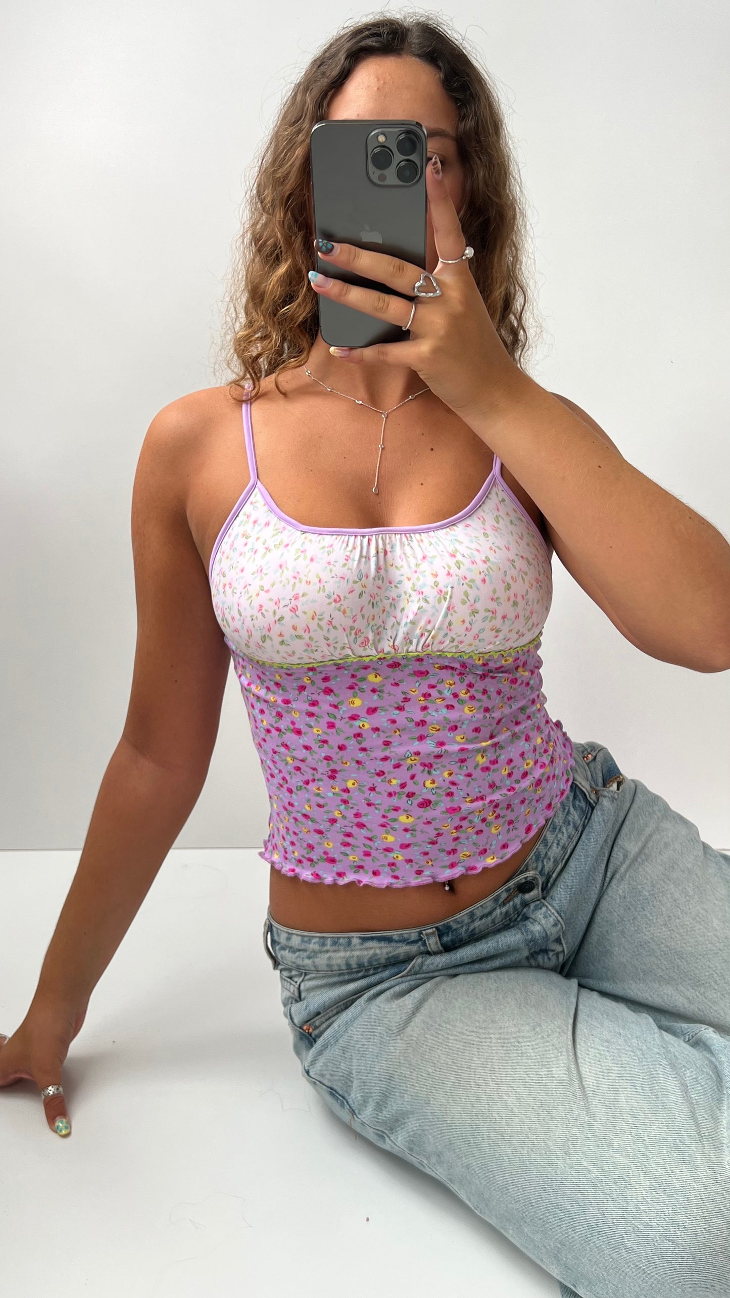 00s purple floral cami- size XS