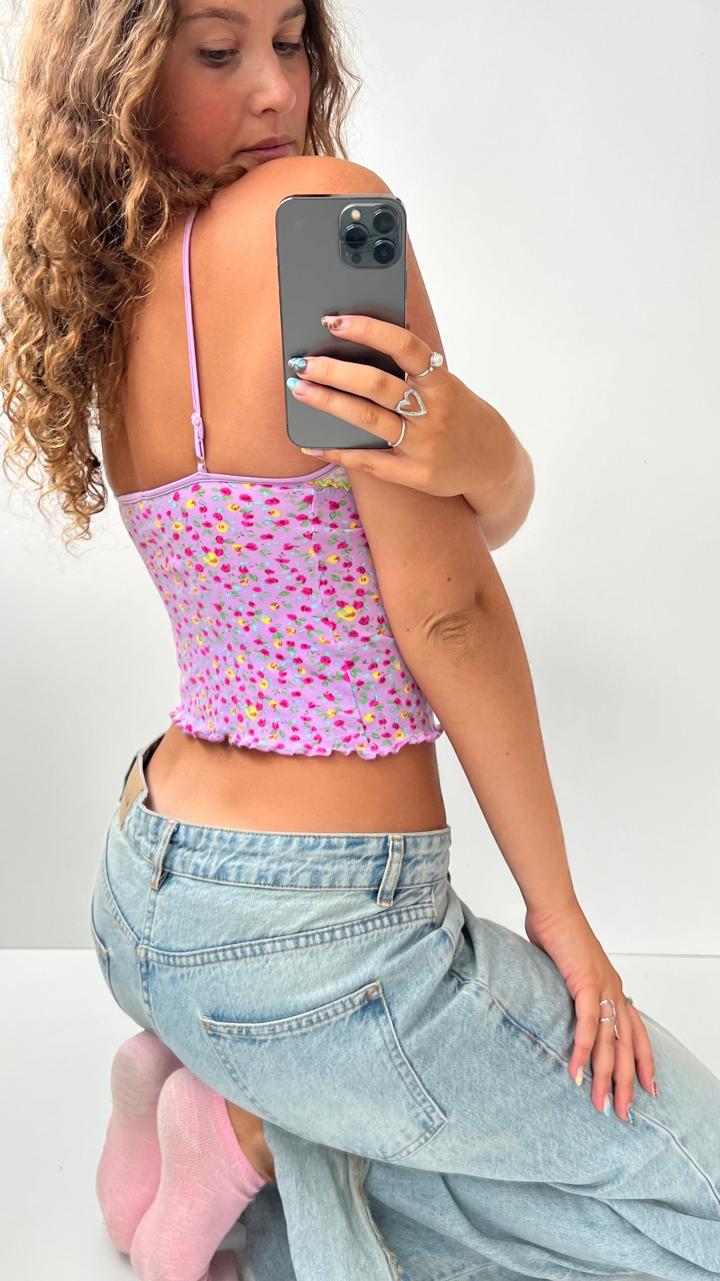 00s purple floral cami- size XS