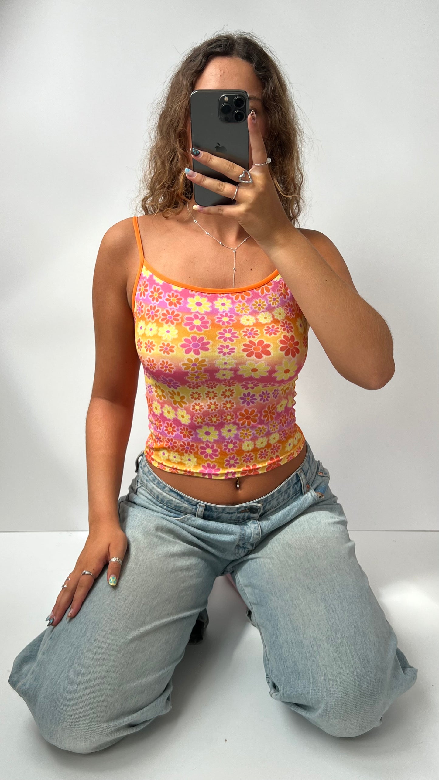 00s orange floral cami- size S