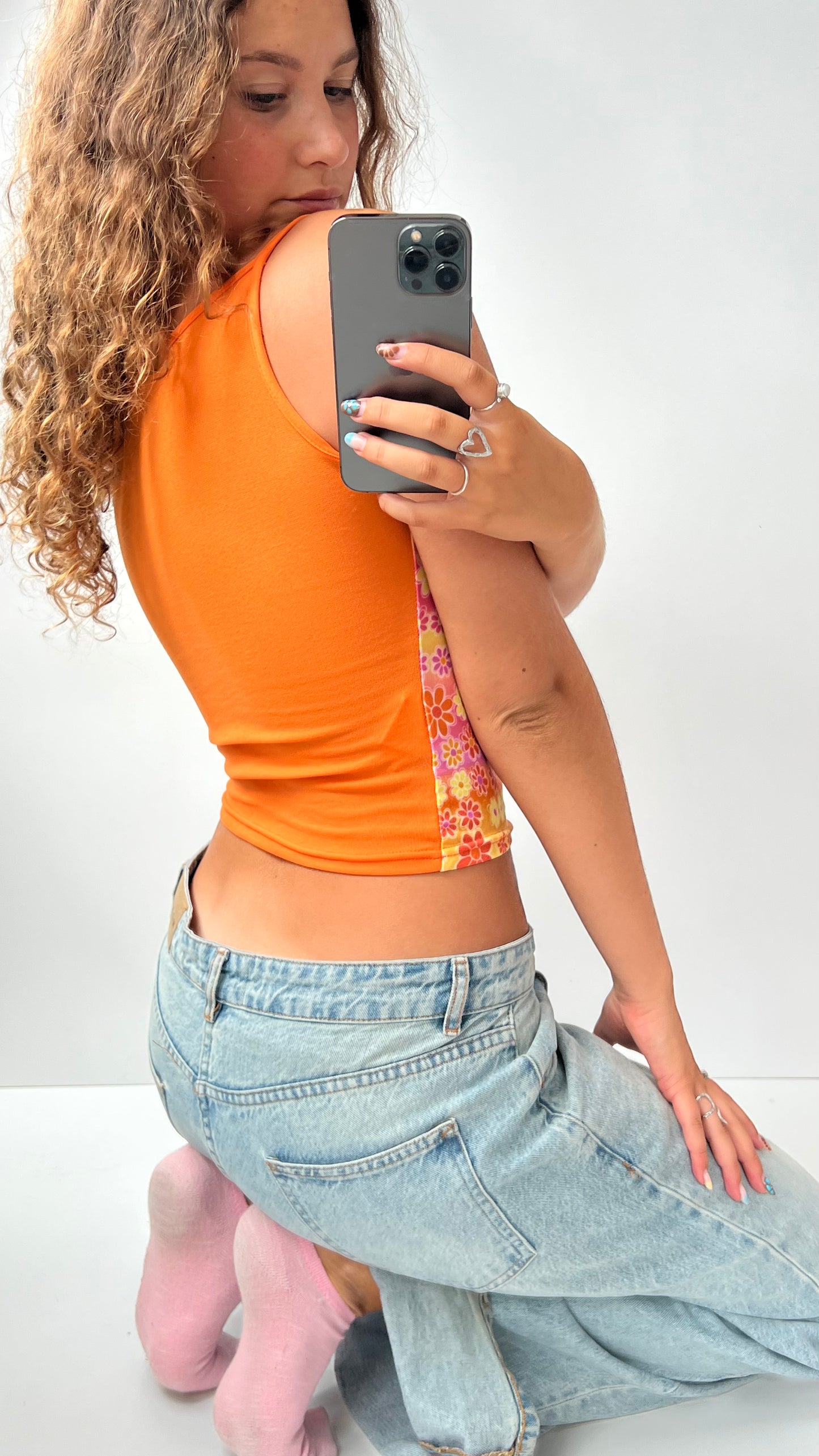 00s orange floral cami- size S