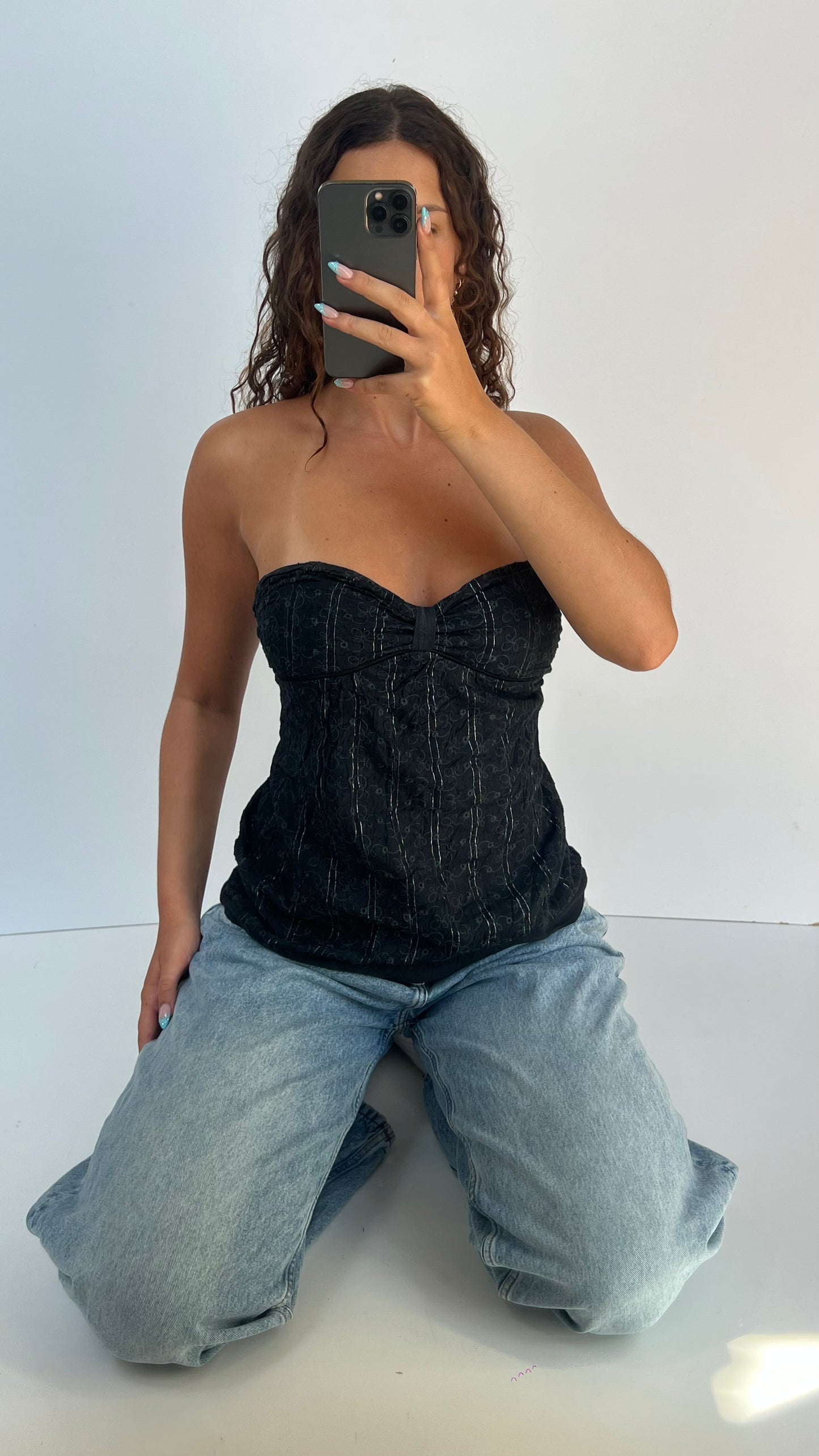 00s black floral cami- size M