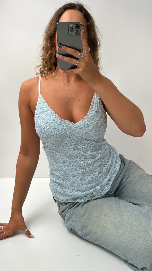 00s blue lace cami- size L