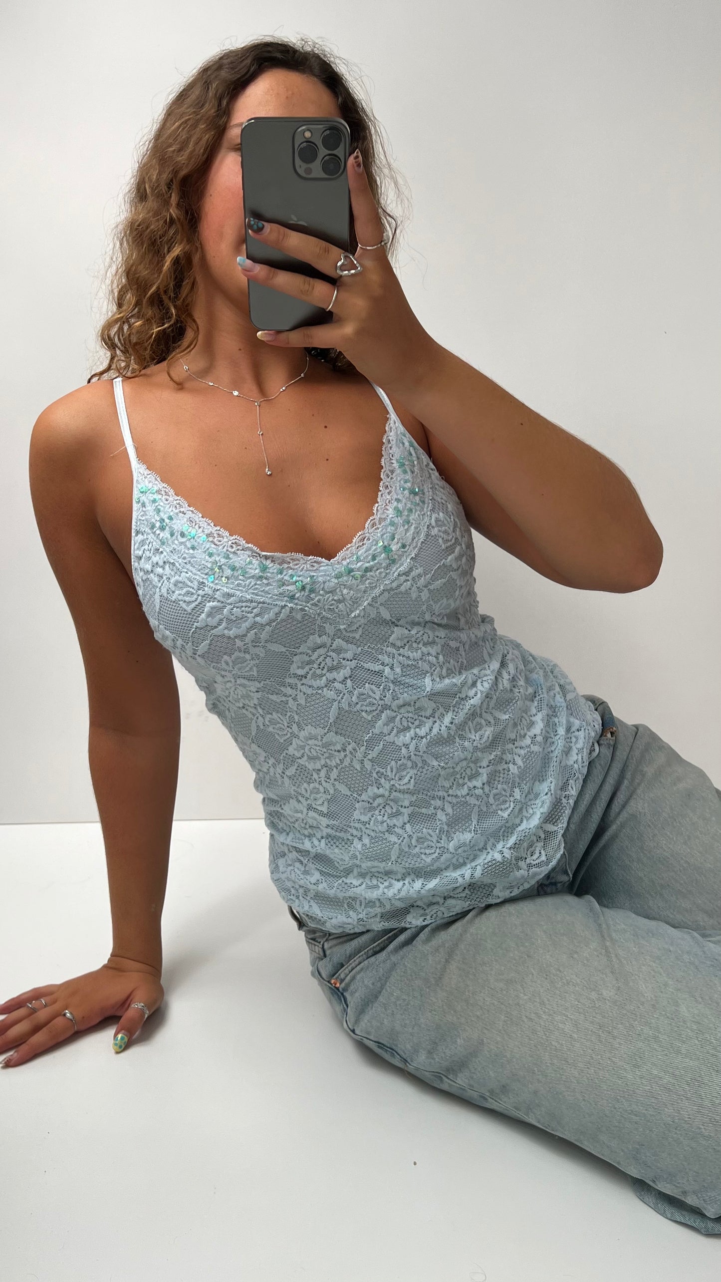 00s blue lace cami- size L
