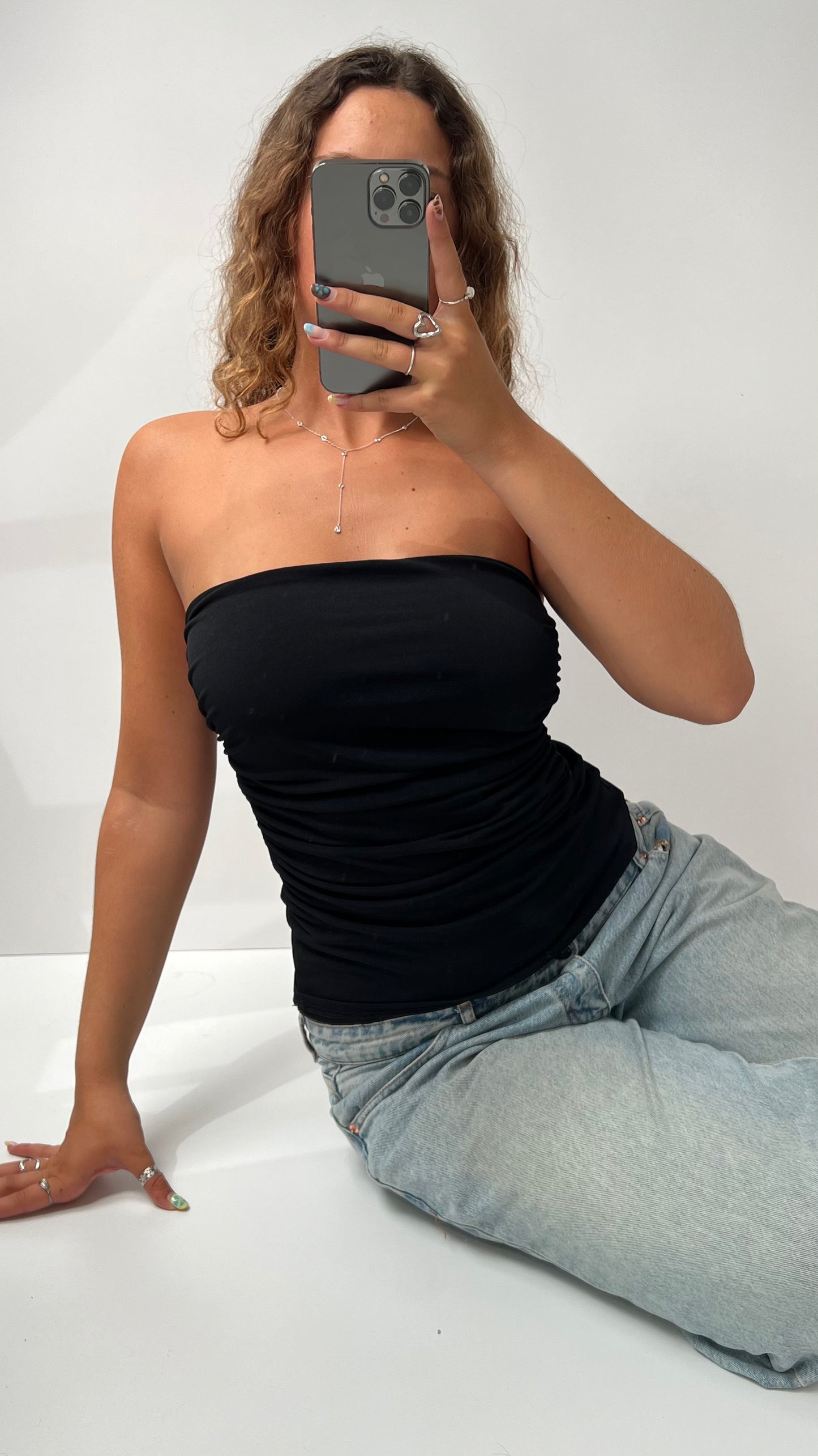 00s black strapless cami- size S