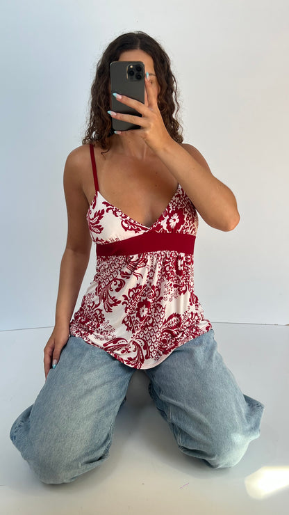 00s red floral cami- size L