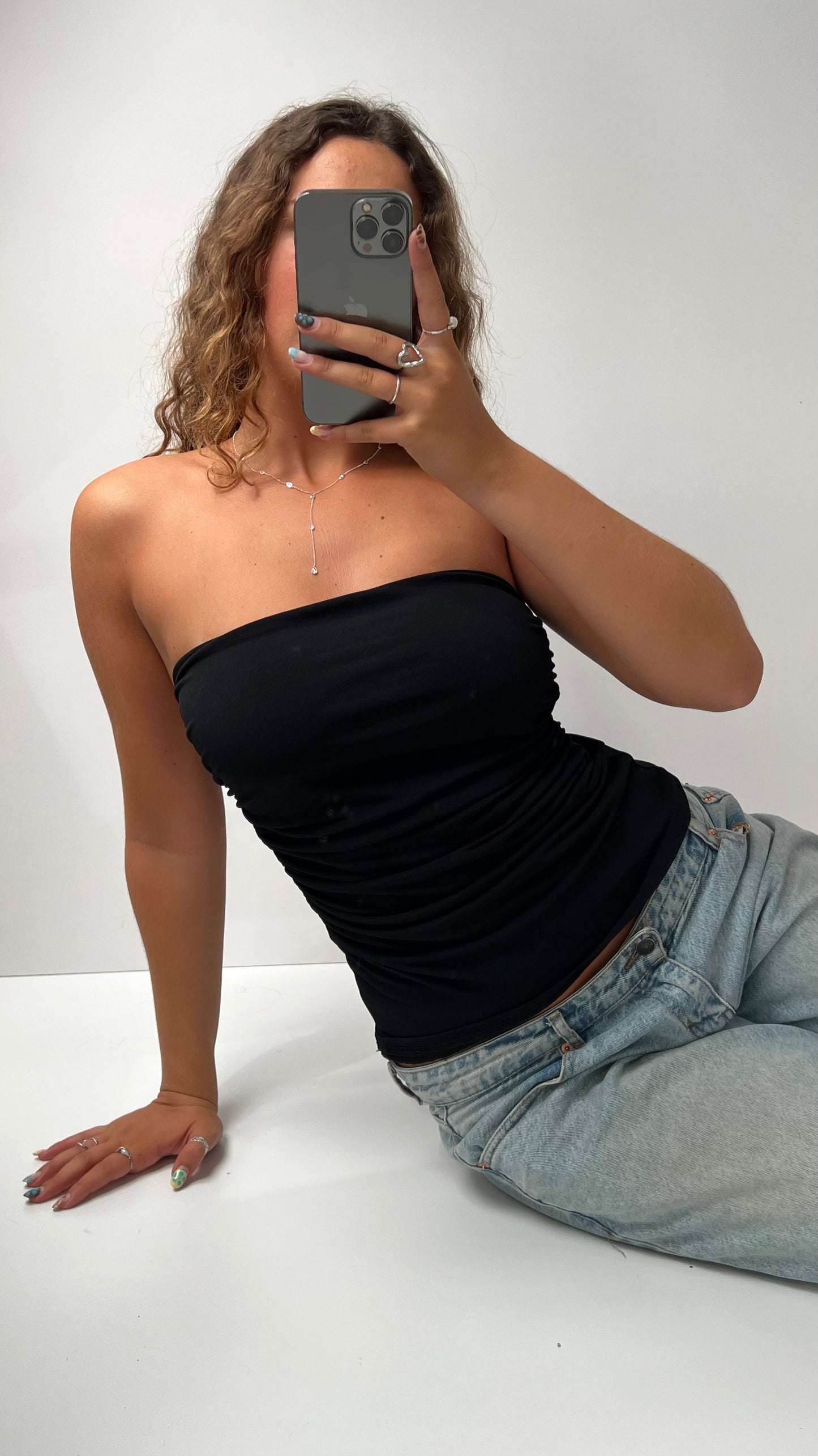 00s black strapless cami- size S