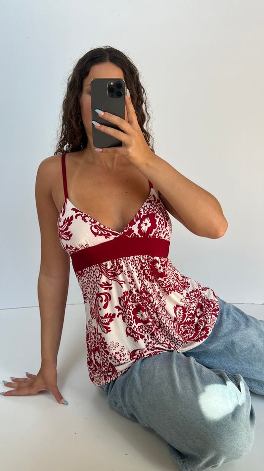 00s red floral cami- size L