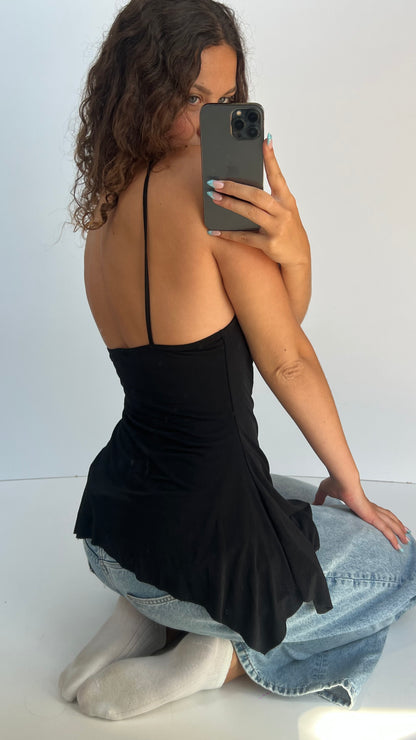 00s black asymmetric cami- size M
