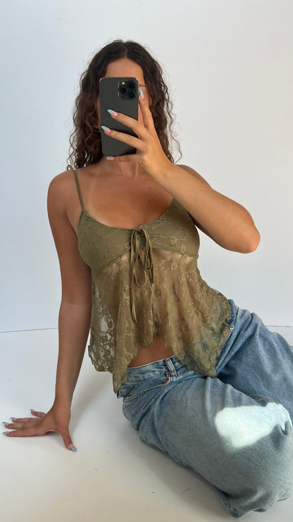 00s khaki lace cami- size M