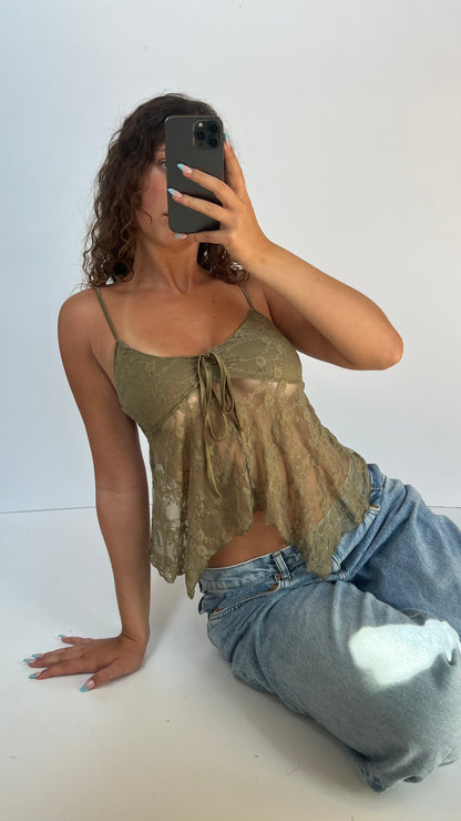 00s khaki lace cami- size M