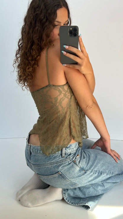 00s khaki lace cami- size M