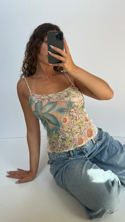 00s blue floral cami- size M