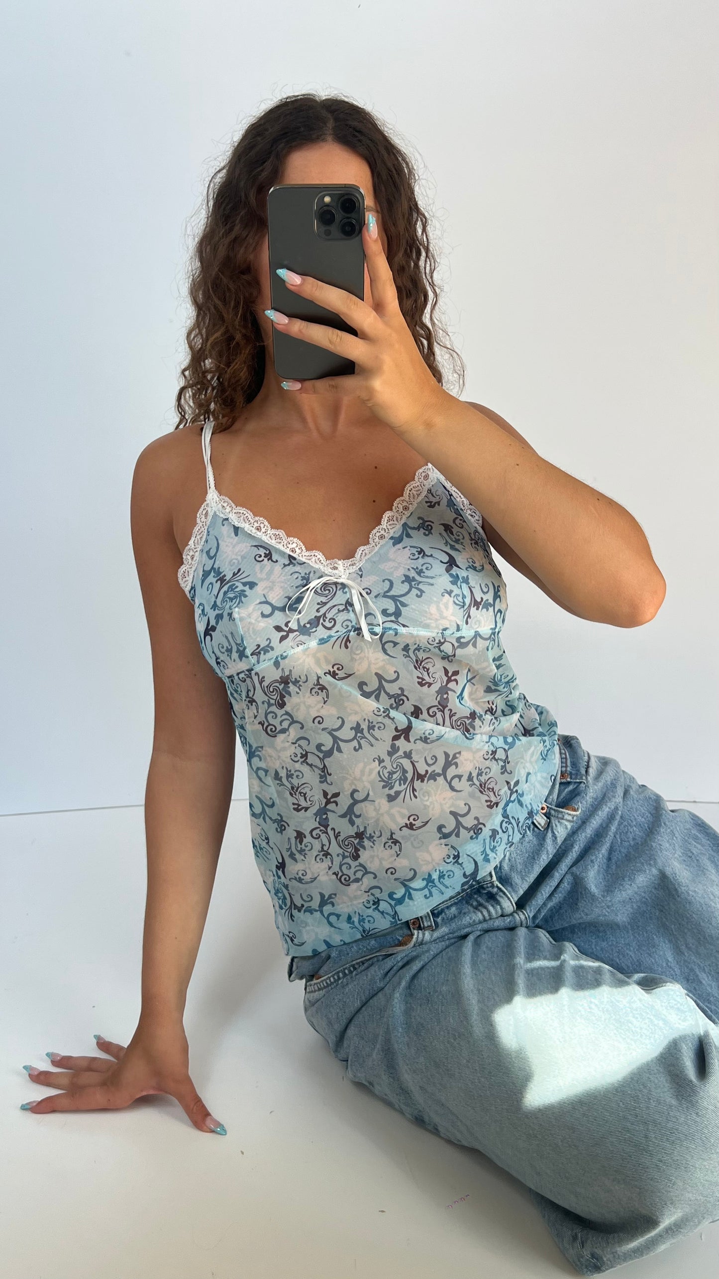 00s blue mesh cami- size XL