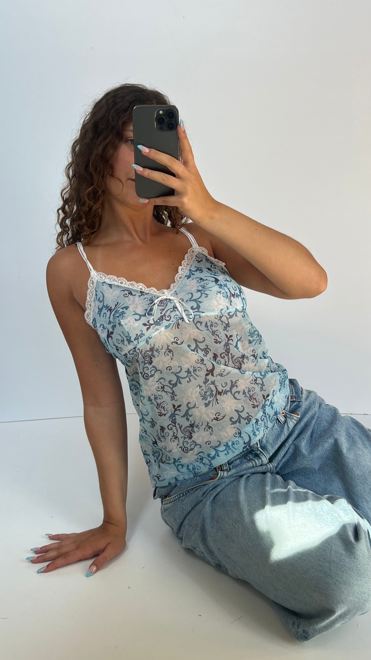 00s blue mesh cami- size XL
