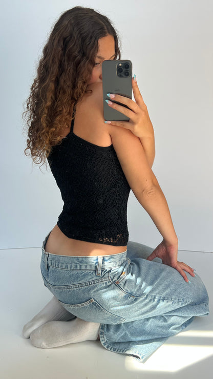 00s black crochet cami- size S/M
