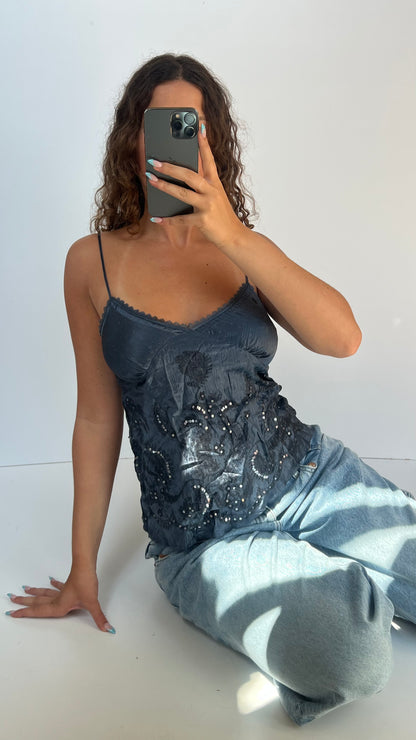 00s blue sequin cami- size M