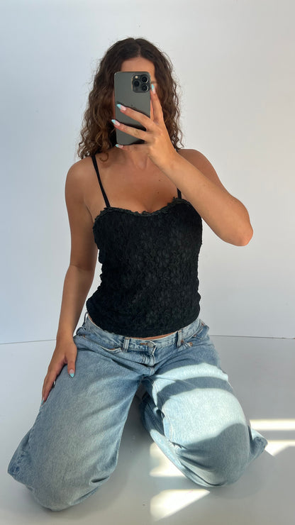 00s black lace cami- size S