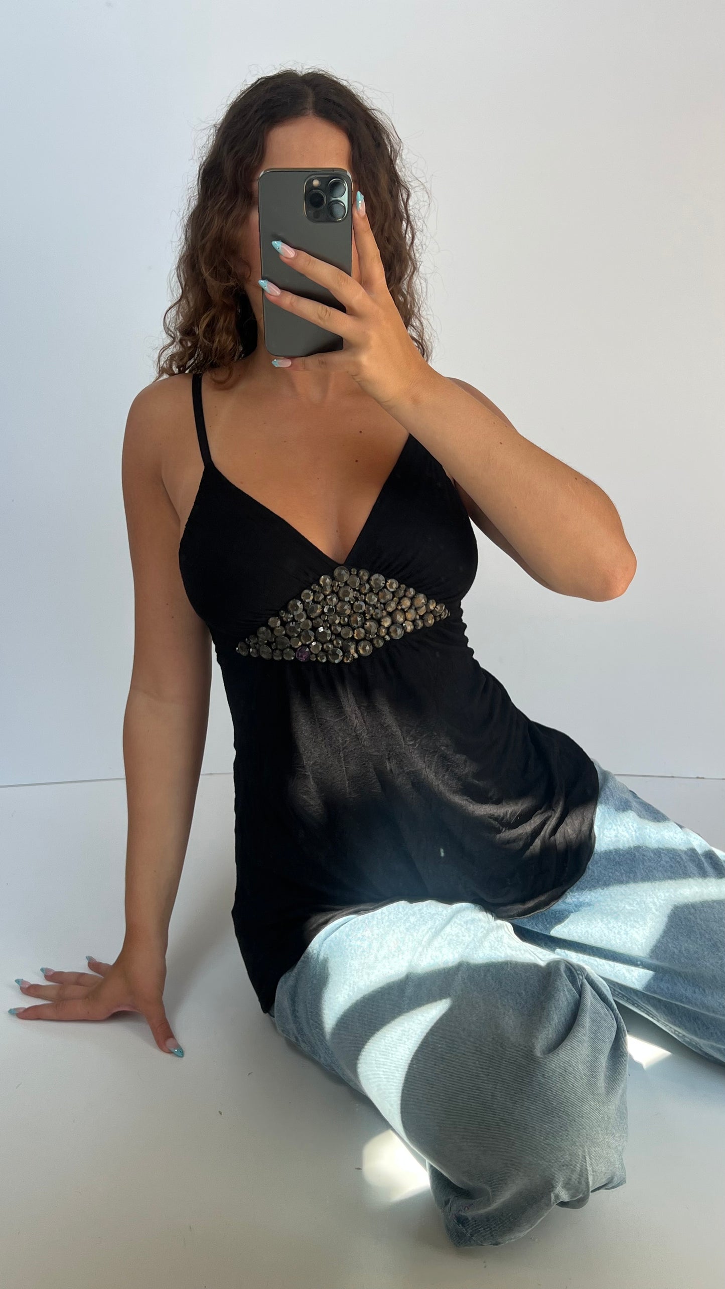 00s black gem babydoll cami- size S