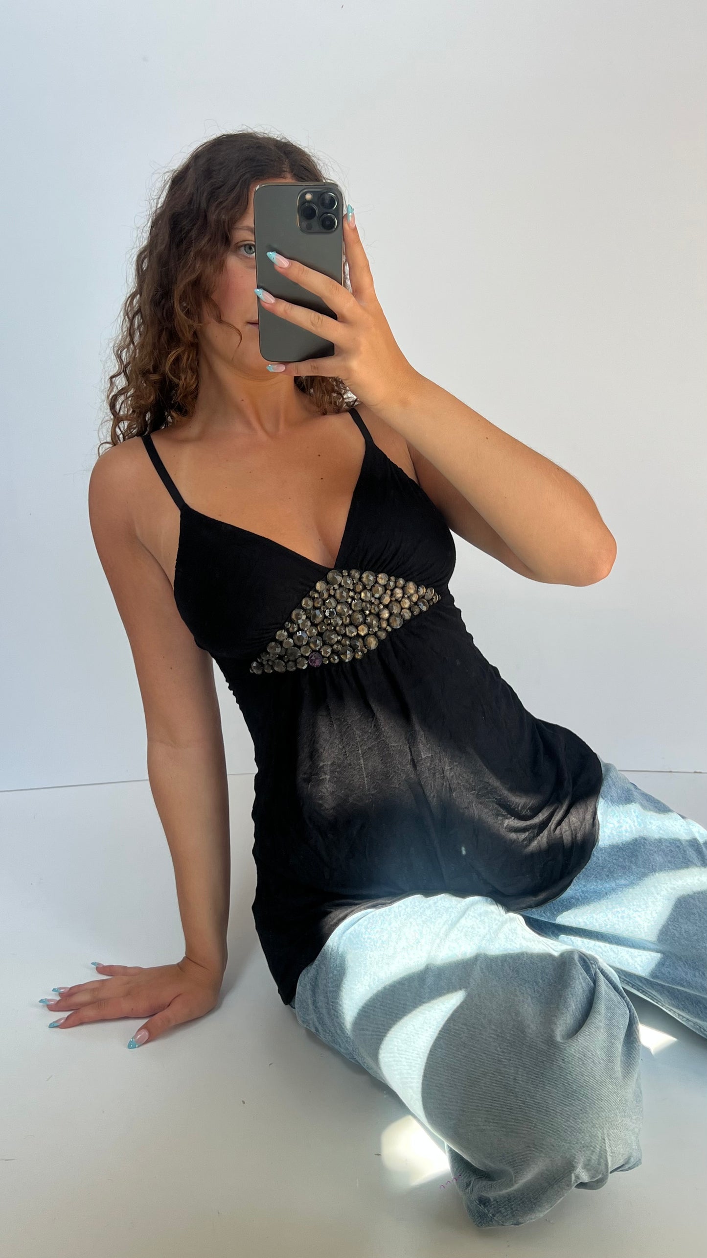 00s black gem babydoll cami- size S