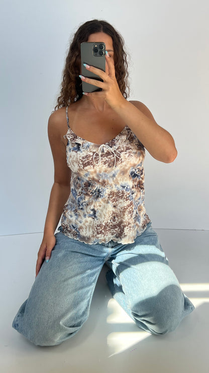 00s brown blue mesh cami- size M