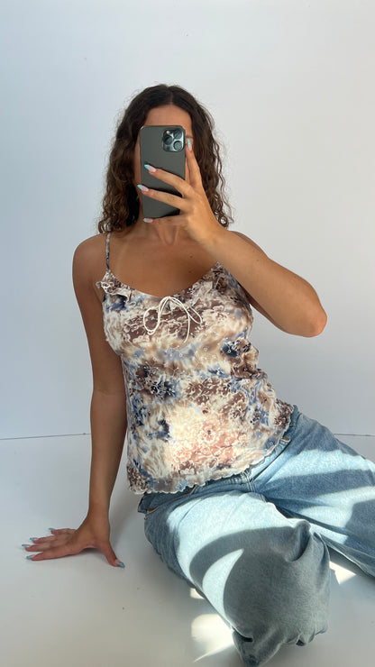 00s brown blue mesh cami- size M