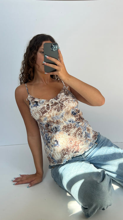 00s brown blue mesh cami- size M