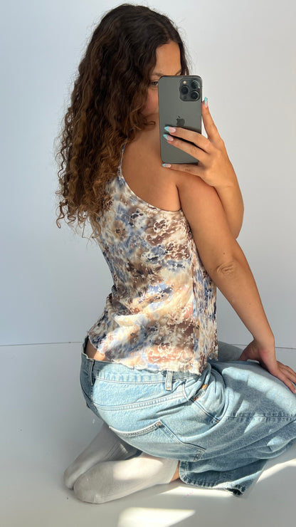 00s brown blue mesh cami- size M