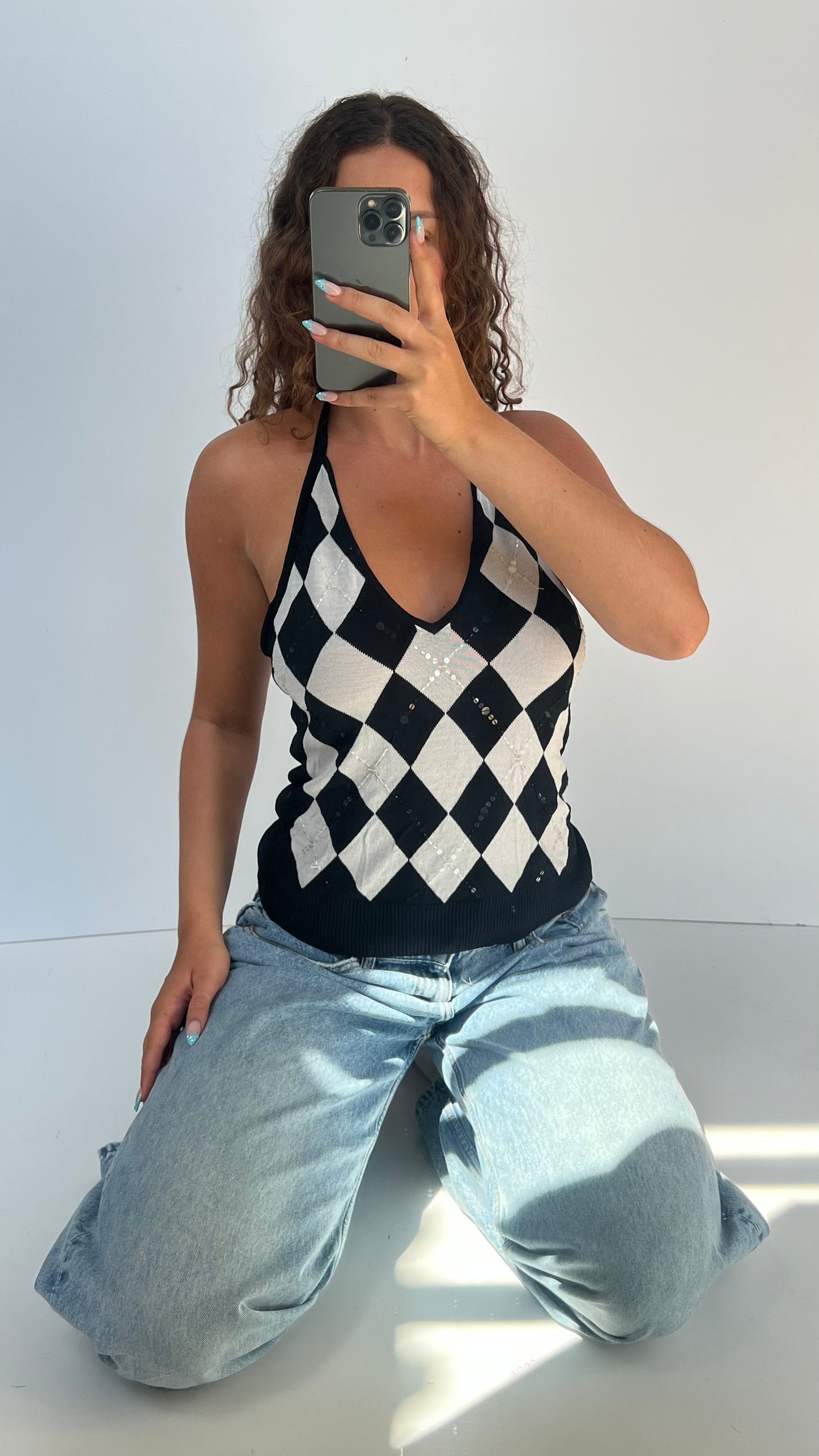 00s argyle halter cami- size M