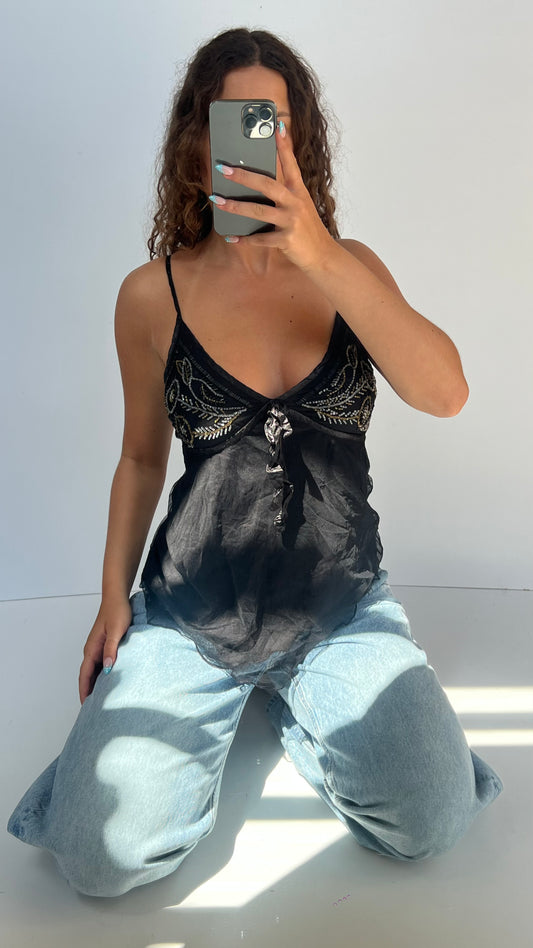 00s black sequin cami- size M