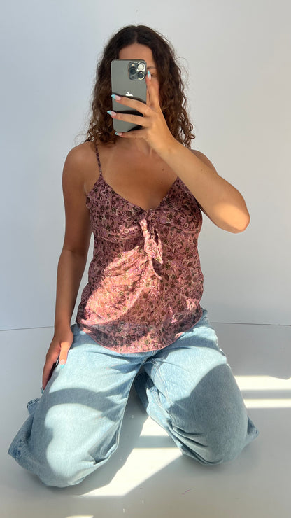 00s pink floral cami- size L