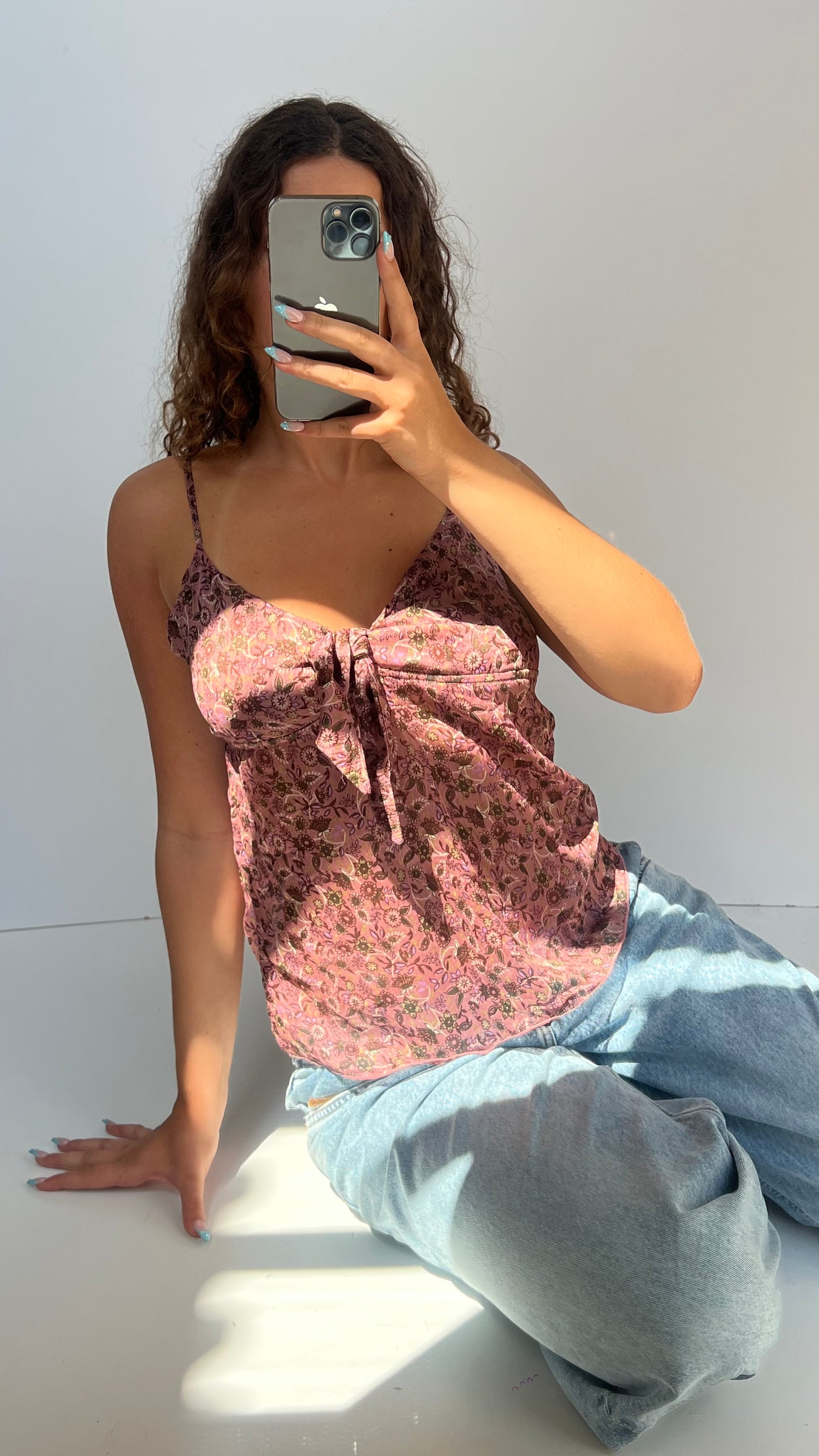 00s pink floral cami- size L