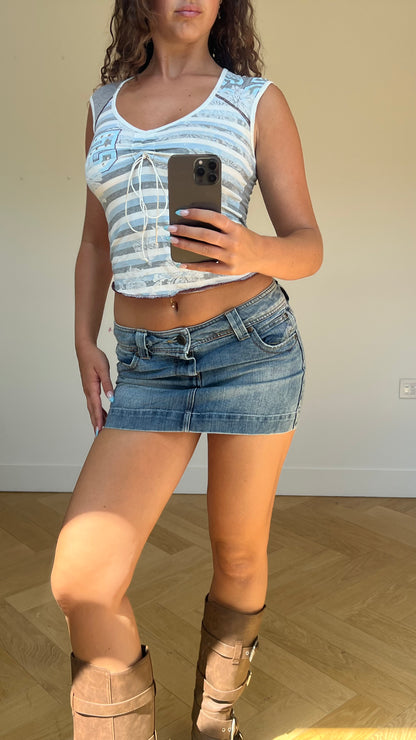 00s denim mini skirt- size M