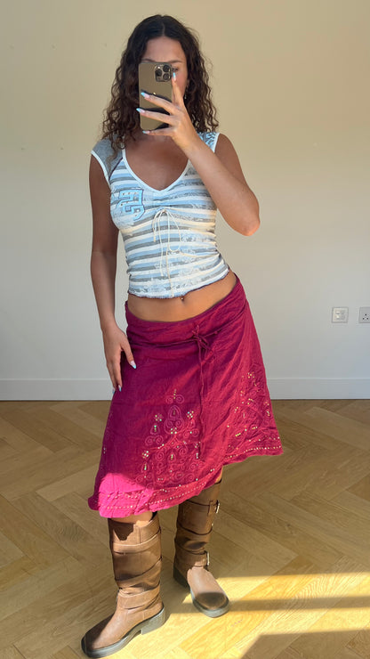 00s pink sequin midi skirt- size L