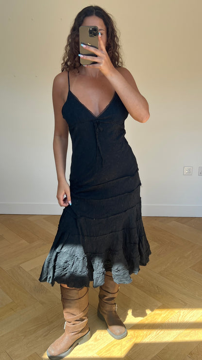 00s black maxi dress- size M/L