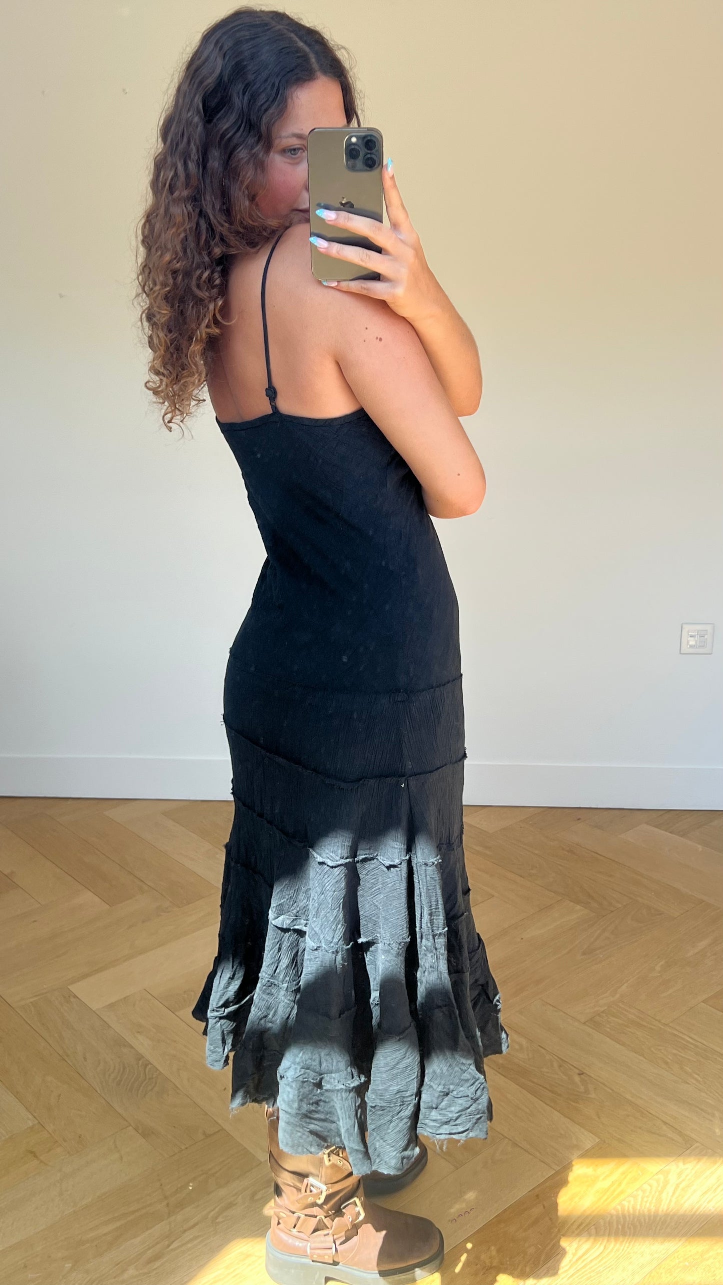 00s black maxi dress- size M/L
