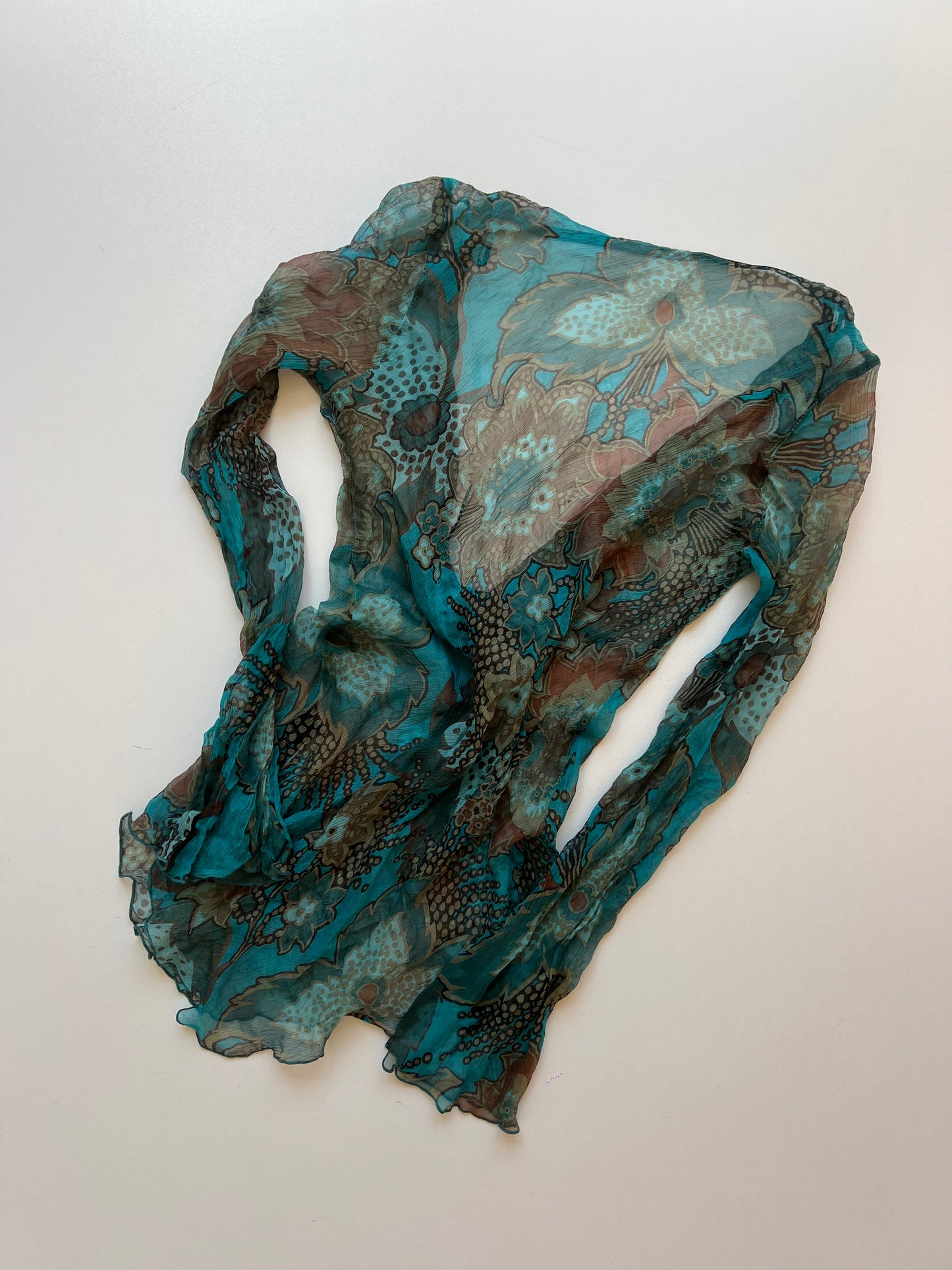 00s blue silk top- size S